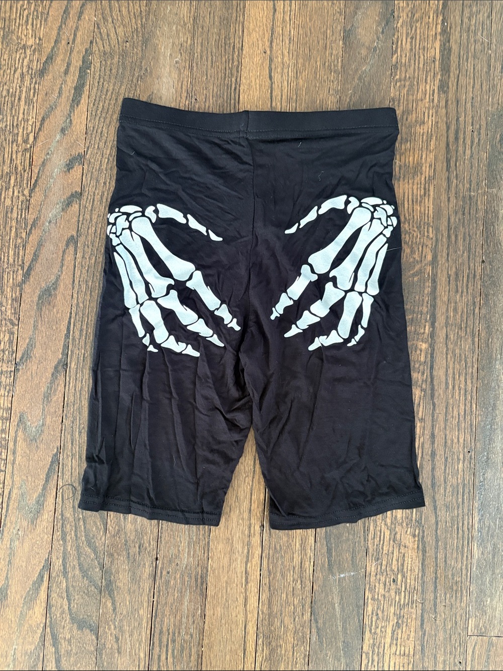 Black Kids Skeleton Hand Print Bike Shorts